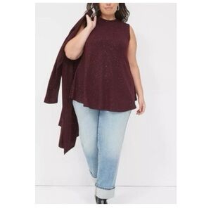 Lane Bryant Burgundy Sleeveless Sparkle Tunic